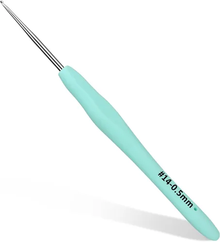 SHWAKK Small Crochet Hook, 0.5 mm Lace Ergonomic Crochet Hook, Tiny Crochet Needles for Arthritic Hands, Knitting Needles with Soft Handle Beginners