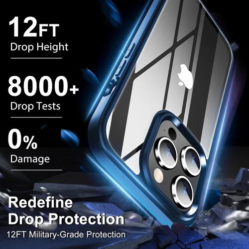 Miniatura 3 de MOZOTER Funda transparente para iPhone 15 Pro, antiamarilleo, protección contra caídas de grado militar, a prueba de golpes, funda delgada