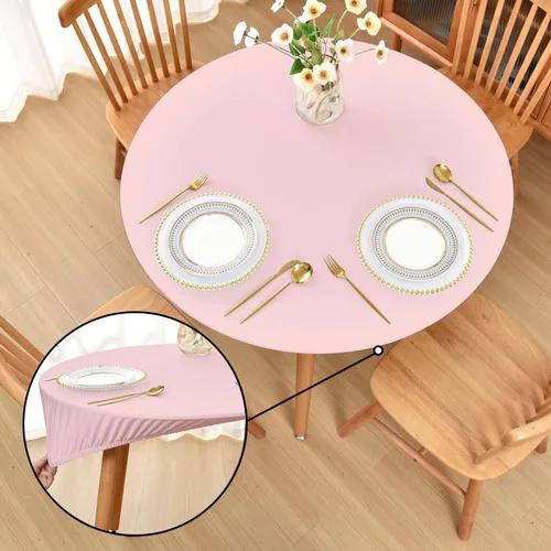 Miniatura 73 de Mantel ajustado blanco con elástico para mesas plegables de 48x48 pulgadas, manteles lavables y elásticos de elastano para mesas de cartas, manteles