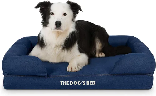Miniatura 11 de The Dog's Bed - Cama ortopédica de espuma viscoelástica para perros medianos, colchón de soporte de alta densidad, entrada frontal baja, funda negro