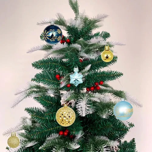 Miniatura 6 de Juego de 44 adornos de bolas de Navidad, adornos de bolas de Navidad inastillables para Navidad, vacaciones, corona y decoraciones de fiestas