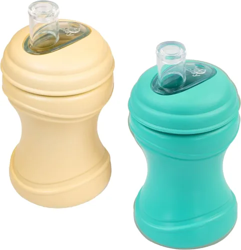 Re-Play - Tazas de transición con boquilla para niños de 1 año - Boquilla blanda de silicona de grado médico y tapa para viajes, forma de reloj de