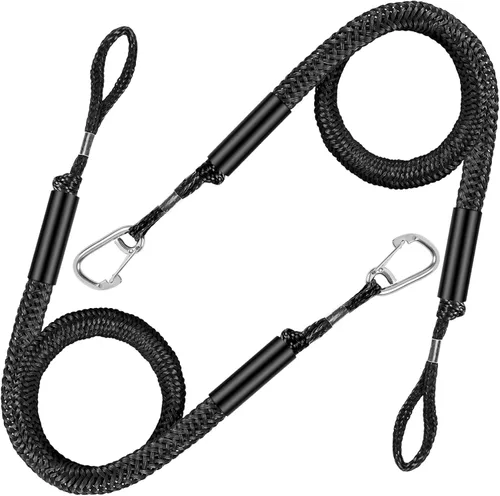 4-5.5 pies, línea de muelle elástico con clip de acero inoxidable, cuerda de amarre segura para barco con flotador de espuma para pontón, accesorios