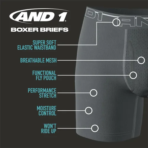 Miniatura 3 de AND1 Ropa interior para hombre Paquete de 6 calzoncillos de compresión de rendimiento, bragueta funcional (S-3XL)