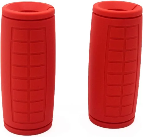 Miniatura 2 de qibylift Manijas de mancuernas de agarre grueso, goma de silicona gruesa, entrenador de fuerza para levantamiento de pesas, accesorios de cable, Rojo