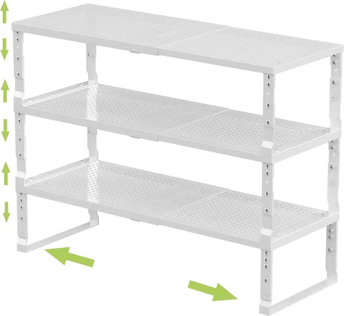 Jojocross Organizador de Cocina Apilable Ajustable Expandible, Estante para Especias, Estantes de Almacenamiento de Despensa de Metal, Estante de 3