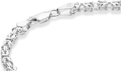 Miniatura 2 de Miabella Pulsera bizantina cuadrada maciza de plata de ley 925 italiana de 0.118 in para hombres y mujeres, 925 hecha a mano en Italia, Plata