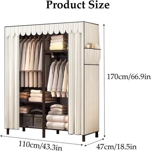 Miniatura 5 de large closets Folding Closet with Cloth Cover Clothes Closet Portable Wardrobe Closet Metal Iron Frame Closets for Bedroom Large Closet Space-saving