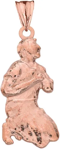 Miniatura 2 de Fine 10 K oro rosa Milagros Miracle Praying Man Colgante Collar
