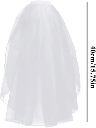 Miniatura 3 de Eioflia Velo de novia corto, velo para novias, velo de novia corto de 2 niveles velos de tul para novia, velo de niña de flores con cinta de peine