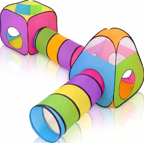 Miniatura 9 de Tienda de campaña desplegable de 3 piezas: 1 túnel de gateo + 2 tiendas de campaña: tiendas de campaña para niños, niñas, bebés y niños pequeños