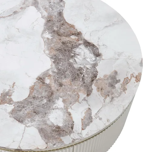 Miniatura 7 de Mesa de café redonda, mesa de café moderna de 31.5" con 2 cajones grandes de almacenamiento, tapa de mesa con patrón de mármol, mesa central