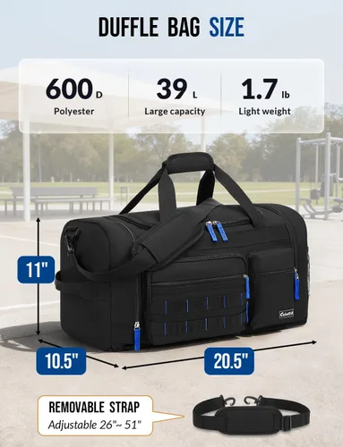 Miniatura 2 de Bolsa de gimnasio con compartimento para zapatos, bolsa de viaje deportiva 3 en 1, mochila de viaje para fin de semana con bolsillo húmedo, Negro