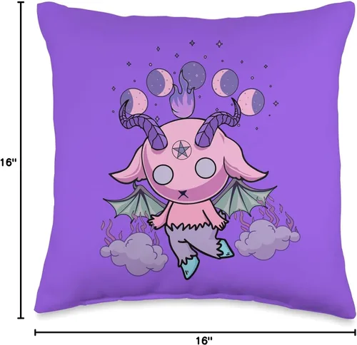 Miniatura 4 de Pastel Goth Kawaii Baphomet Anime Creepy Cute Pink Cojín morado, 16 x 16 pulgadas, multicolor