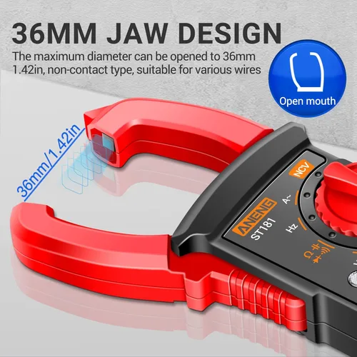 Miniatura 4 de ANENG Pinza digital amperimétrica multímetro 4000 conteos con NCV mide corriente de CA, voltaje CA/CC, capacitancia, resistencia, diodos