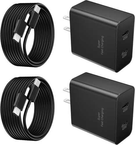 Cargador súper rápido USB C de 45 W, cargadores tipo C de carga rápida para teléfono Android Bloque de cargador Samsung Galaxy S25 Ultra Cargadores