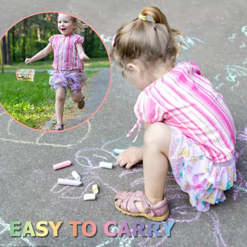 Miniatura 2 de J-hong Juego de tiza lavable para acera, 52 piezas, 7 colores, tiza jumbo para niños y adultos, pintura en pizarra de aula o patio de juegos al aire