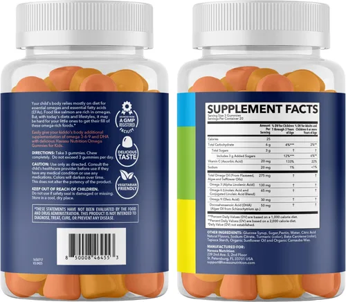 Miniatura 9 de Gomitas Omega 3 6 9 + DHA para niños, aceite de pescado vegetariano, a base de plantas con DHA y EPA para niños mayores de 2 años para apoyar