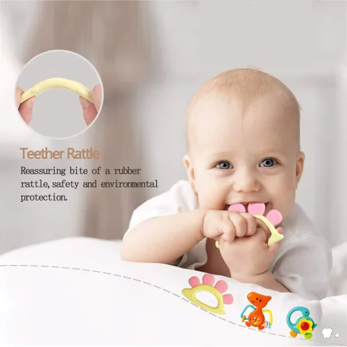 Miniatura 2 de Yiosion Juego de mordedores de sonajero para bebé, juguete musical giratorio para educación temprana, regalos de ducha sensorial para bebés de 3, 6