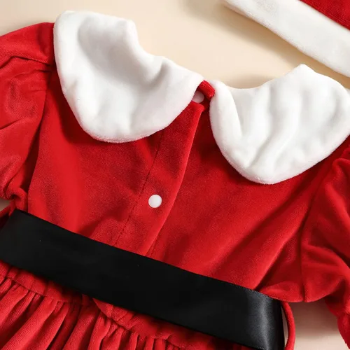 Miniatura 7 de Conjunto de sombrero de princesa de forro polar de manga corta para niñas pequeñas vestidos de bebé niña de 3 meses