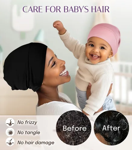 Miniatura 3 de OLESILK Gorro de Seda para Bebé de 0-6 Meses - Gorro de Cabello para Niños Pequeños de Seda de Morera 100%, Gorro de Noche Ajustable para Dormir