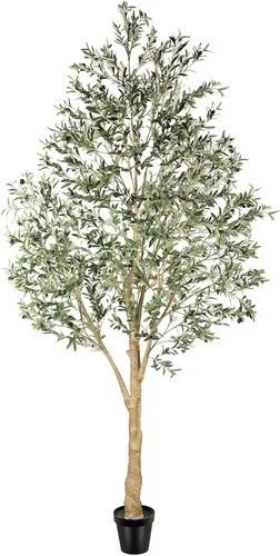 Miniatura 10 de Realead Árbol de olivo artificial de 6 pies, plantas de olivo sintético alto, árbol de seda de olivo falso en maceta con ramas y frutas, árboles