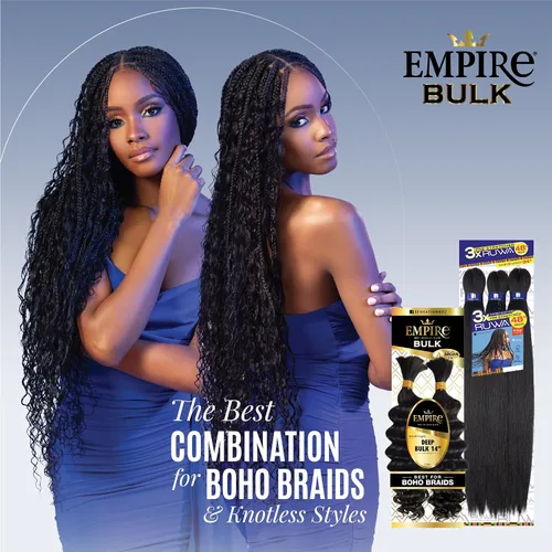 Miniatura 6 de Sensationnel Empire Bulk Braiding – Trenzado a Granel – Trenzas de cabello humano profundo para estilos de caja boho sin nudos o estilos de ondas