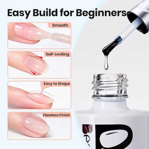 Miniatura 4 de Beetles - Gel constructor para uñas, permanece brillante, construcción transparente, fortalecimiento instantáneo del ápice, uñas débiles y extensión