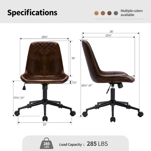Miniatura 2 de DUHOME Silla de oficina moderna de cuero PU Silla de escritorio Silla giratoria para computadora marrón oscuro
