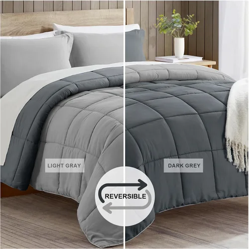 Miniatura 4 de satisomnia Juego de edredón tamaño California King, edredón gris tamaño California King, edredón de cama alternativo de plumón de 3 piezas, juego