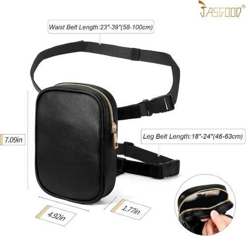 Miniatura 3 de JASGOOD Riñonera con arnés de muslo para mujer, bolsa de pierna caída, traje de Halloween, A-negro