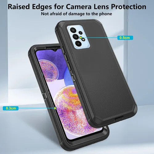 Miniatura 3 de Asuwish Funda de teléfono para Samsung Galaxy A23 5G con protector de pantalla de vidrio templado y cubierta para celda, híbrida, resistente, a Negro