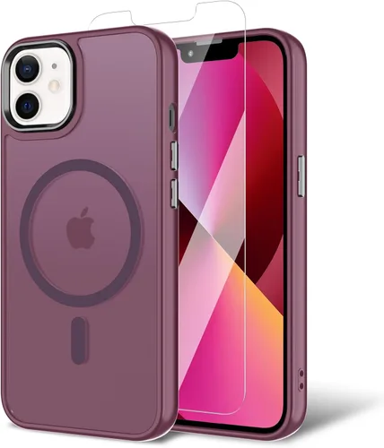 Miniatura 64 de Funda para iPhone 11 con protector de pantalla, compatible con MagSafe, ultra delgada, translúcida, mate, a prueba de golpes, color negro