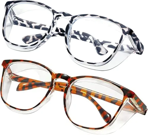 Miniatura 44 de Gafas de seguridad para enfermeras, gafas protectoras – Antivaho marco cuadrado elegante gafas transparentes para mujeres y hombres C16-negro Gery