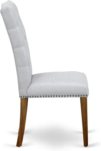 Miniatura 6 de East West Furniture ELP8T05 Elsa Parson - Juego de 2 sillas de comedor tapizadas de tela de lino gris, con botones copetudos, color nogal Nuez