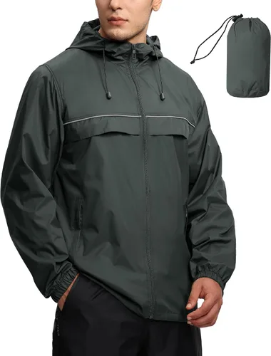 Miniatura 6 de SWISSWELL Chaqueta impermeable rompevientos para hombre, ligera, plegable, con capucha, para golf, senderismo, viajes