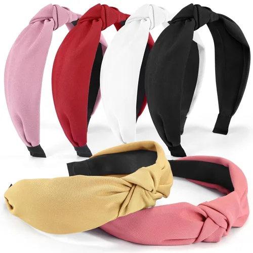 Miniatura 11 de DiyJibb Diademas para Mujeres y Niñas - 6 Piezas Diademas Elegantes con Nudo Superior - Diadema Anudada para Mujeres - Bandas para la Cabeza Anchas