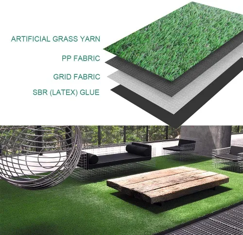 Miniatura 3 de Petgrow Alfombra de Césped Artificial Sintético, Césped de 5 x 100 pies, 1.38" de Grosor, Alfombra de Césped Falso para Interior/Exterior, Césped