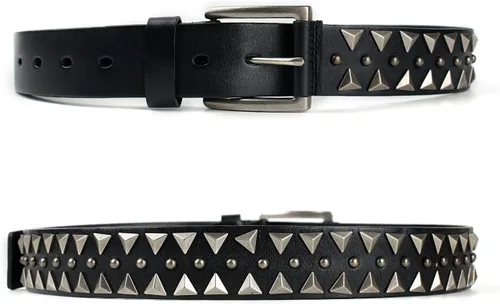 Miniatura 6 de FIORETTO Cinturones de cuero de vaca italianos con tachuelas para hombre elegante tachonado para jeans punk rock remaches cinturón con hebilla