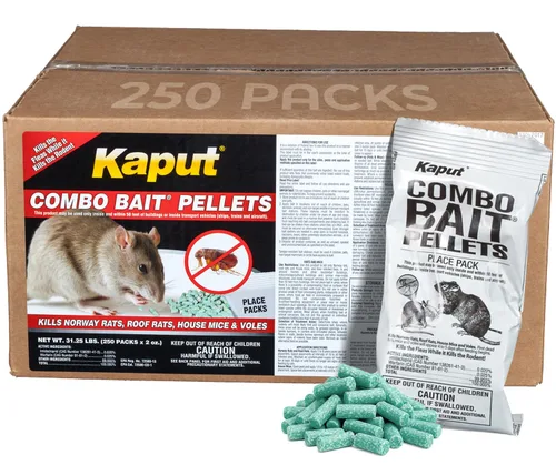 Miniatura 7 de Cebo combinado en pellets Kaput, cebo para ratas para matar roedores y pulgas, ratones noruegos, ratones caseros y topos de pino - Incluye warfarina