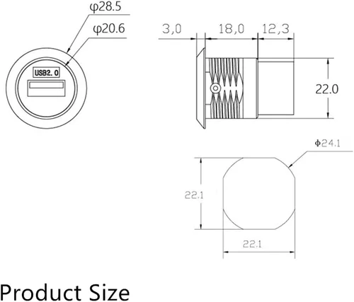 Miniatura 6 de PENGLIN Acoplador de montaje en panel USB 2.0, conector de paso USB, adaptador de extensión de mamparo hembra a hembra con tapón de agua/polvo