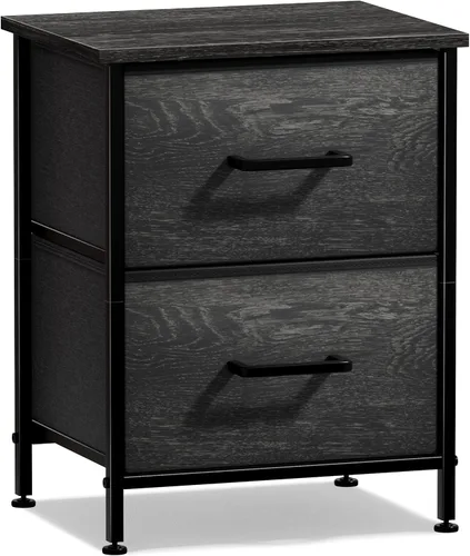 Miniatura 7 de Sorbus Cómoda de mesita de noche con 2 cajones de madera sintética, mesita de noche con almacenamiento para dormitorio, sala de estar, armario