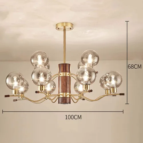 Miniatura 8 de Genérico Araña moderna, Candelabros industriales de cristal de madera con tirada en V, lámpara de casa de campo, semi empotrada, metal contemporáneo