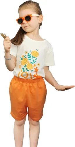 Miniatura 3 de Bumeex Conjunto de ropa de verano para niñas pequeñas con top y pantalones cortos de algodón