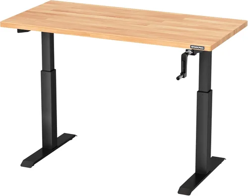 Miniatura 7 de WORKPRO Banco de trabajo ajustable de 60 pulgadas, estación de trabajo resistente con parte superior de madera de goma, capacidad de carga de 2000