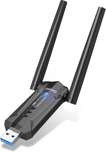 Miniatura 8 de QGOO AC1300Mbps Adaptador WiFi inalámbrico para PC de sobremesa - Dongle de red USB 3.0 con antenas duales de alta ganancia de 5dBi, banda dual