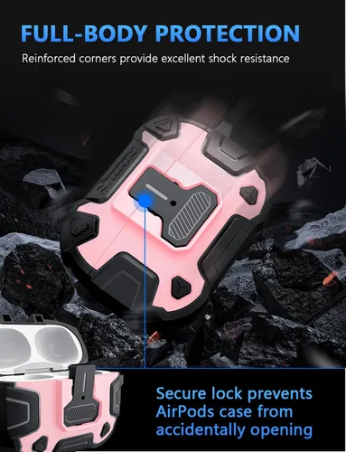 Miniatura 5 de Nillkin Funda para Airpods Pro de 2ª generación con imanes de bloqueo seguro, llavero de metal para hombres y mujeres, cuerpo completo, a prueba