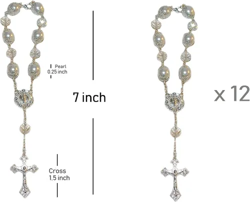 Miniatura 2 de MTT Paquete de 12 pulseras de rosario de bautismo de primera comunión