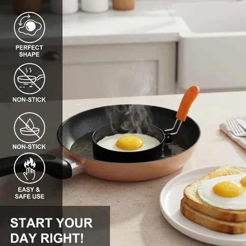 Miniatura 5 de Juego de anillos de huevo para freír huevos y molde de pastel de corazón, anillo de acero inoxidable para sándwiches de desayuno y panqueques