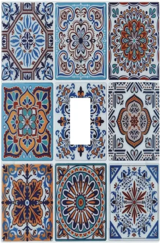 Miniatura 12 de Cubierta decorativa para interruptor de luz, diseño de pájaros y flores florales en blanco y negro, 2 bandas, cubierta decorativa para pared, placa